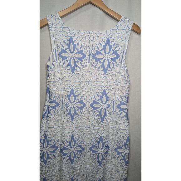 TALBOTS Women Blue & White Cut Away Lace Floral Sheath Dress Lined Size 4 $179 - Picture 6 of 11